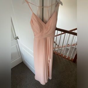 Hayley Paige Blush Chiffon Bridesmaid dress